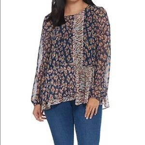 LOGO by Lori Goldstein Printed Blouse